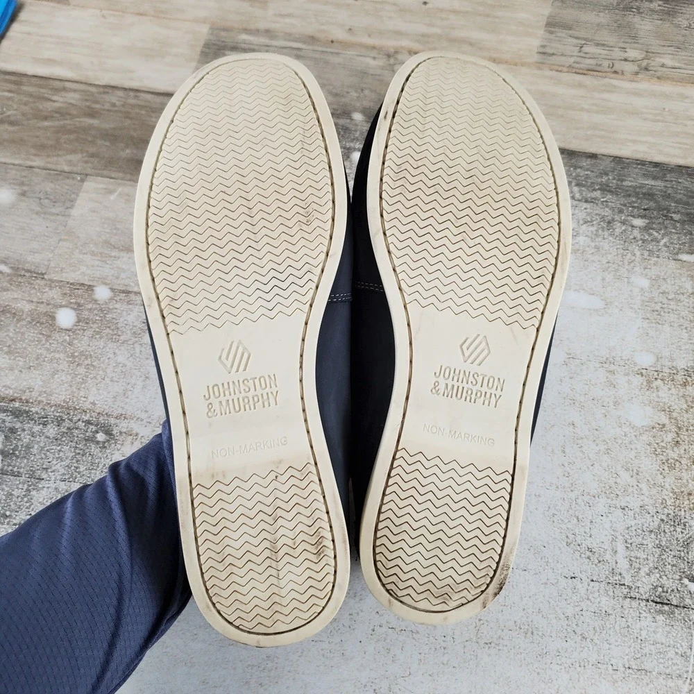 Johnston & Murphy Zeke Kids Boat Shoes Sz 7 M Navy Oild Nubuck Lace-Up Sneakers